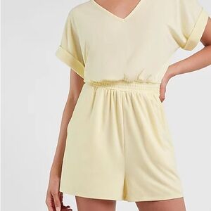 Women's Yellow Short Sleeve Lounge Romper